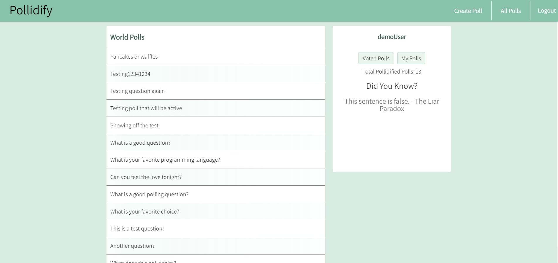 Pollidify - A Free & Simple Polling Site!